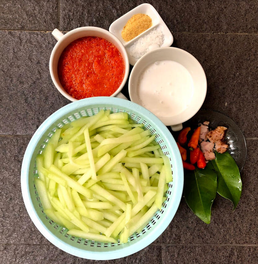 Sambal Goreng Labu Siam ingredients