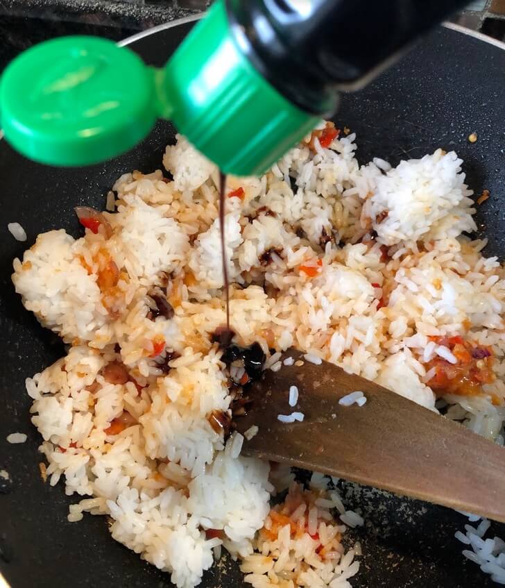 Nasi Goreng: add sweet soy sauce