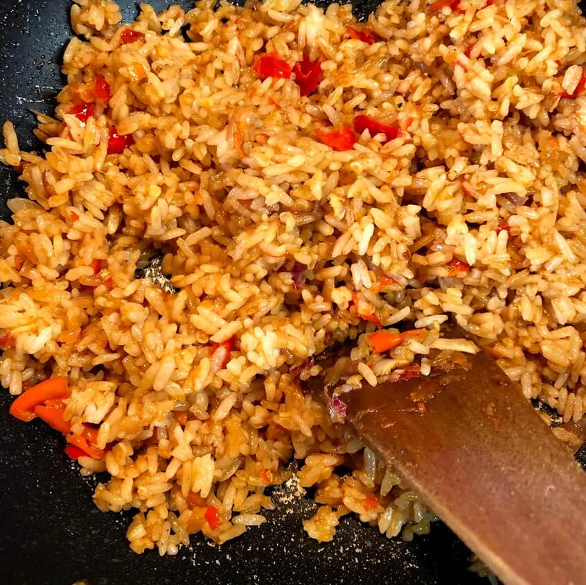 Nasi Goreng: fry the rice for about 10 minutes