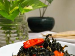 Tumis Daun Pepaya Jepang: Sauteed Tree Spinach (Vegan)