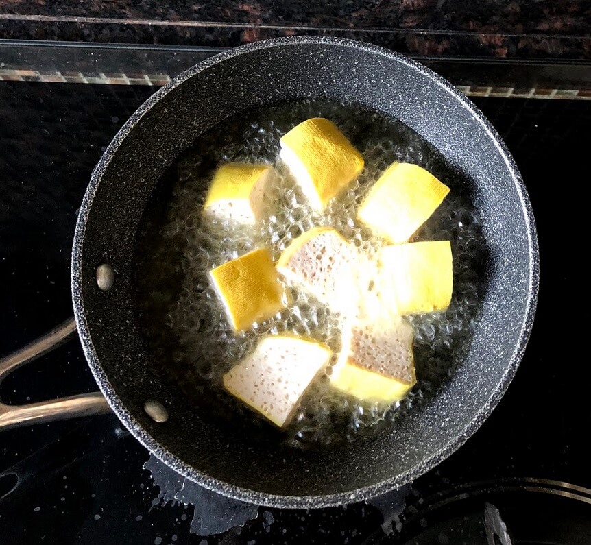 deep fry the tofu until golden